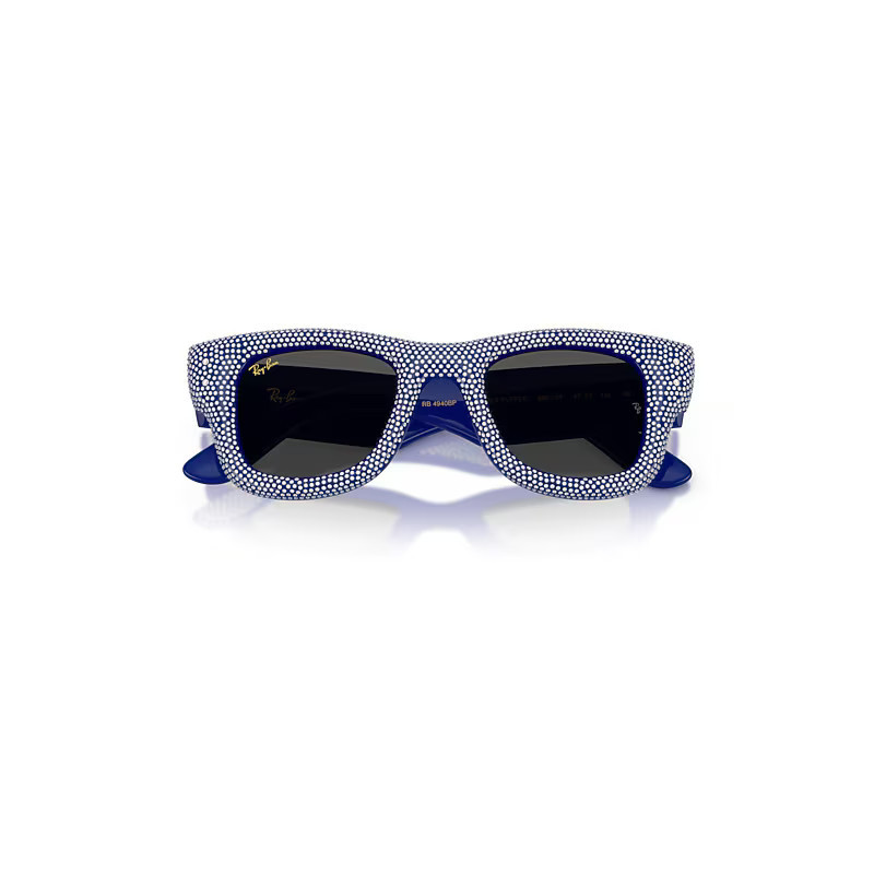 Ray-Ban Wayfarer Puffer Crystal Pavè Edition Sunglasses Blue & Strass Pave Frame Black Lenses 47-23 | Ray-Ban (US)