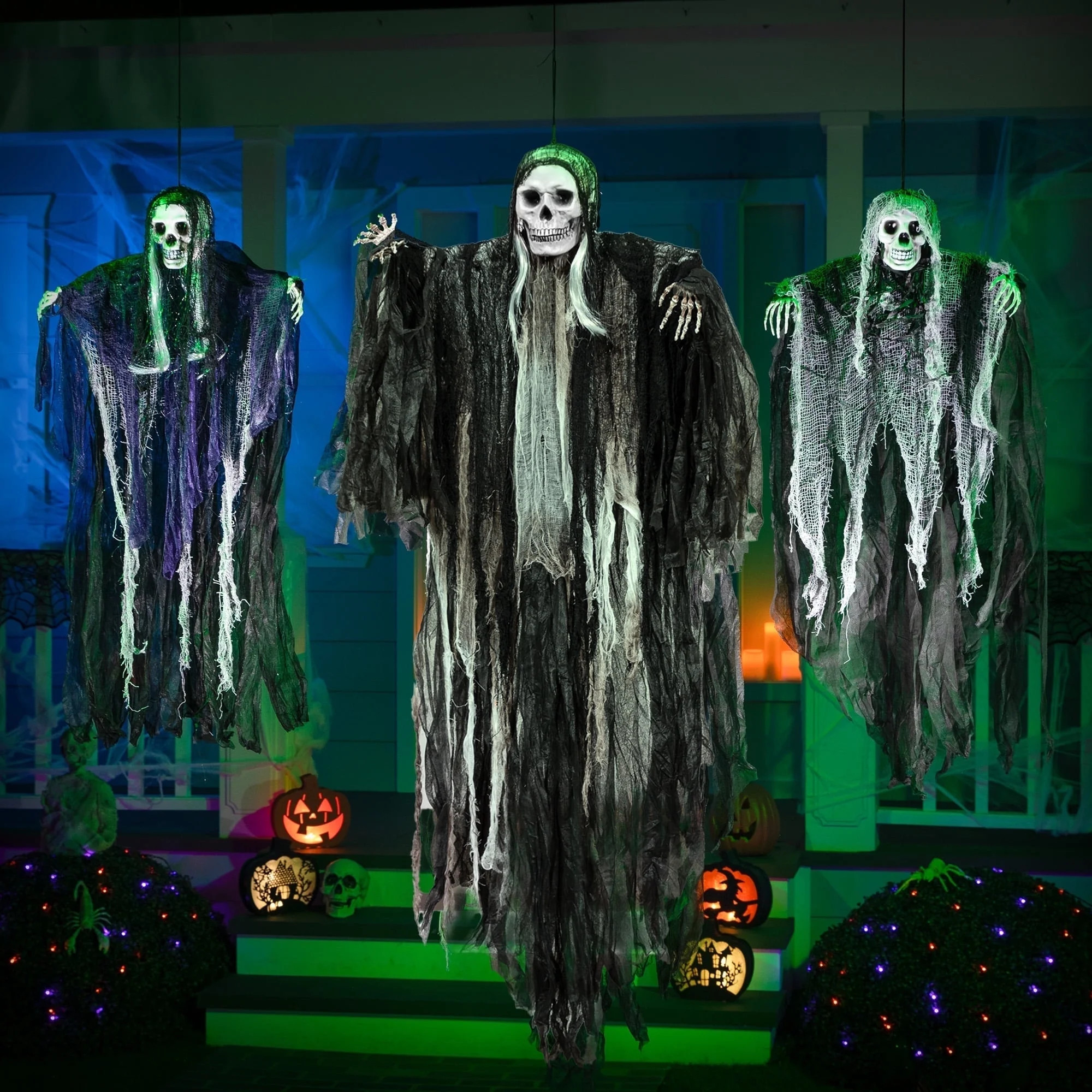 Joyfy 3 Pack Halloween Hanging Ghosts,Scary Skeleton Ghosts Grim Reapers Decorations for Hallowee... | Walmart (US)