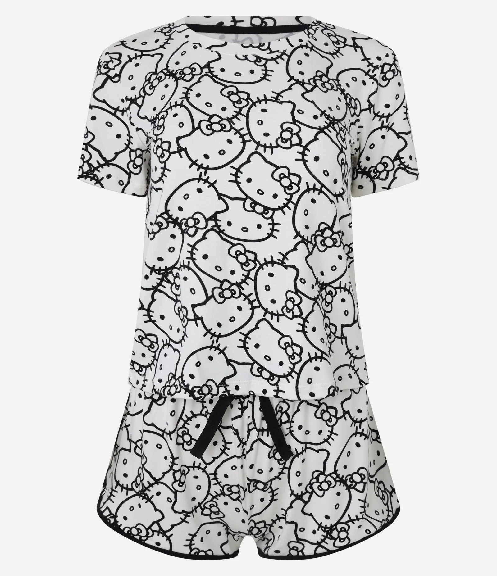 Pijama Short Doll em Viscose com Estampa Hello Kitty Bicolor Preto/Branco - Lojas Renner | Renner (BR)