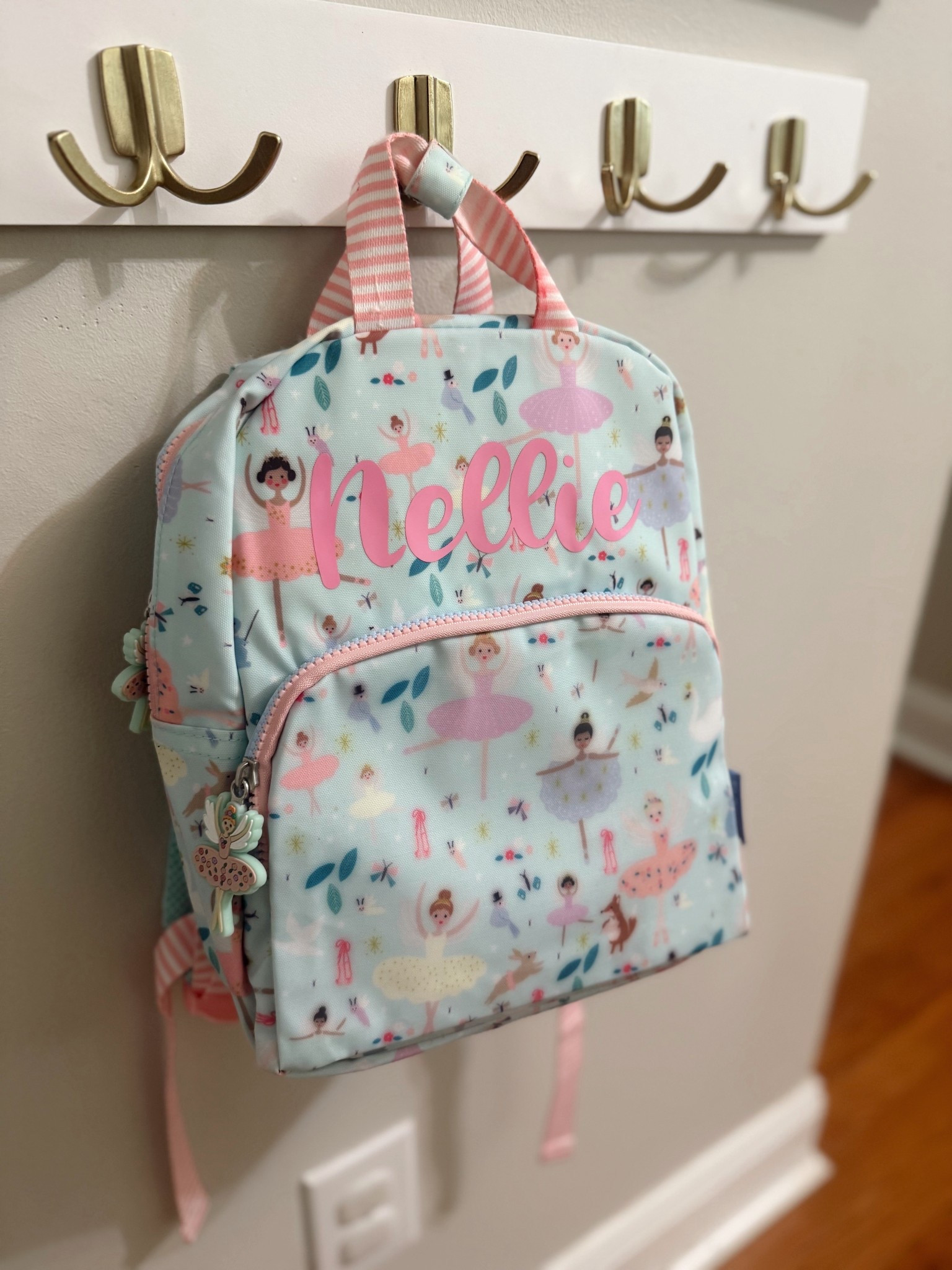 How cute is Nellie’s birthday backpack?! 🎒🤍✨We even made the girls their own little drop zone for when they get home—feeling so grown up already!

#LTKFamily #LTKKids #LTKHome