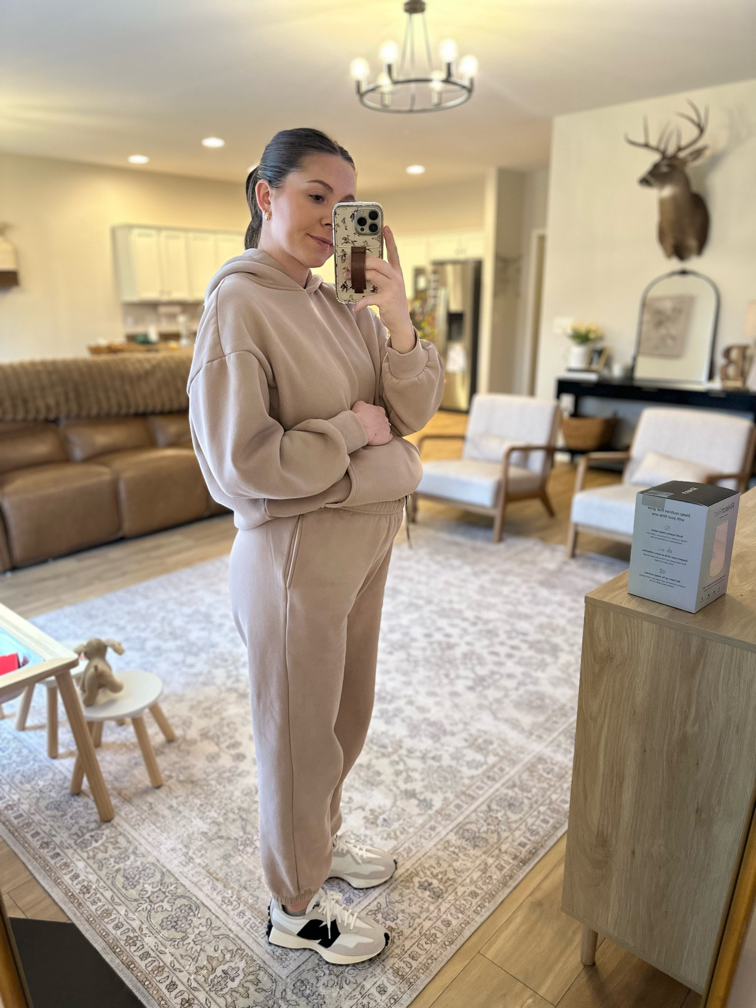 Been living in this set from Amazon at 33 weeks pregnant 🫶🏼 so soft and great quality! Wearing a size medium  

Mom style | easy mom outfit | matching set | neutral | Amazon | sweat set | maternity clothes | bump friendly 

#LTKfindsunder50 #LTKbaby #LTKbump