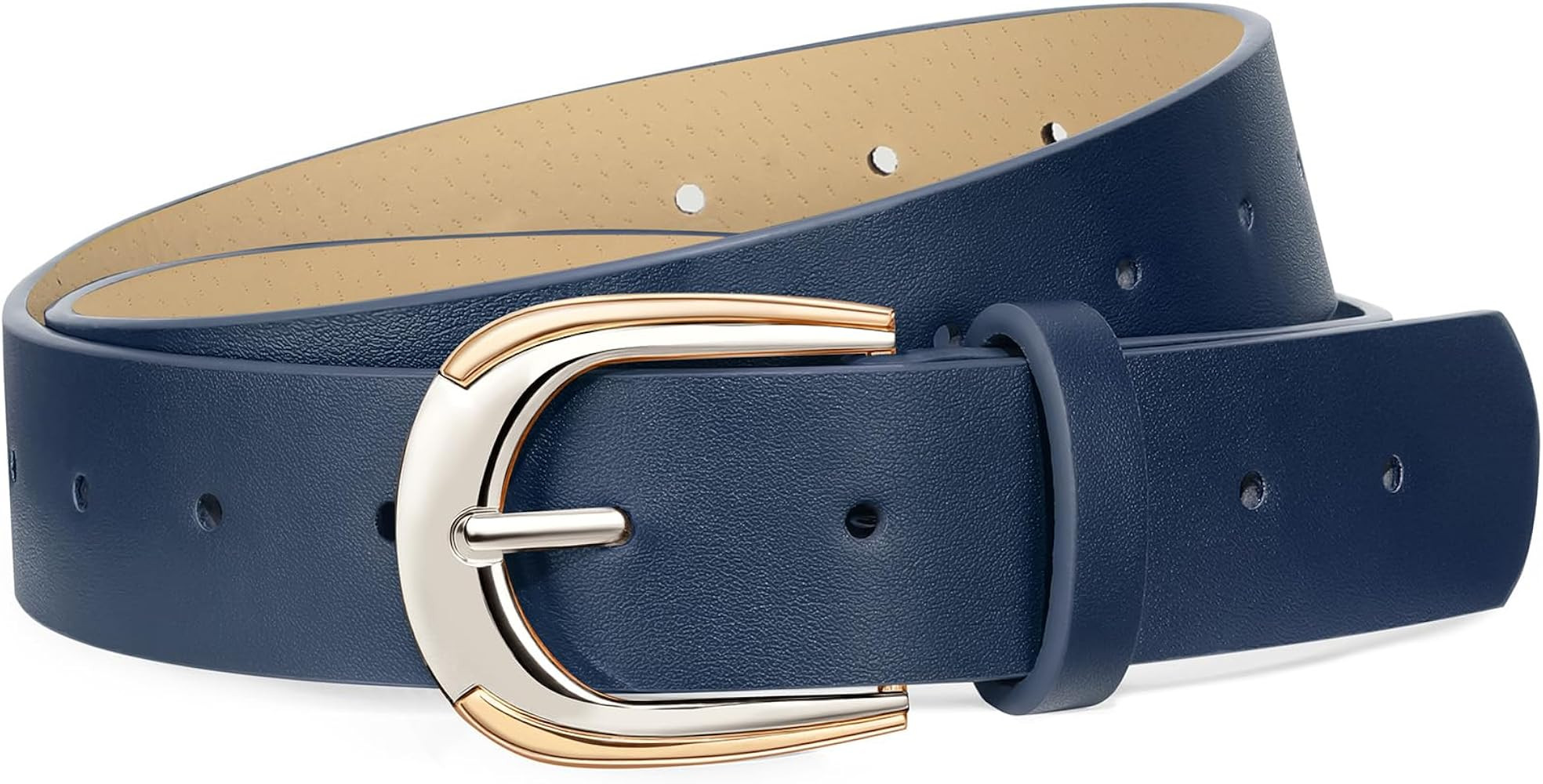 VONMELLI Women Leather Belt for Pants Jeans Dresses Ladies Belts with Fashion Gold Silver Buckle | Amazon (US)