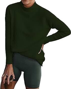 BTFBM Women Cozy Long Sleeve Turtleneck Fashion Sweaters Soft Solid Color Ribbed Knitted Casual W... | Amazon (US)
