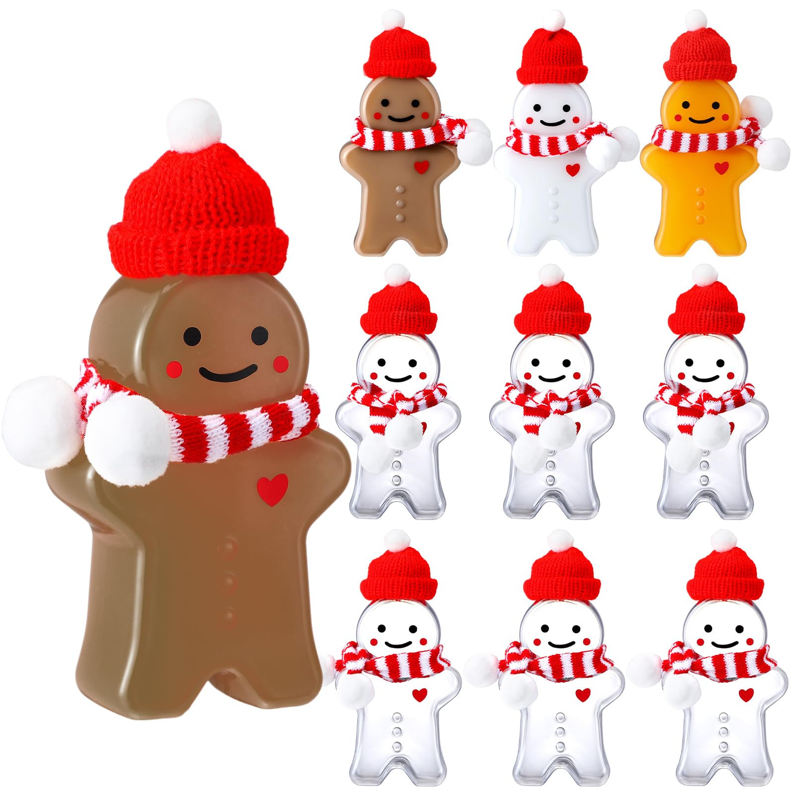 10 Sets Christmas Gingerbread Man Bottles with Hat and Scarf Clear Christmas Juice Bottles with L... | Amazon (US)