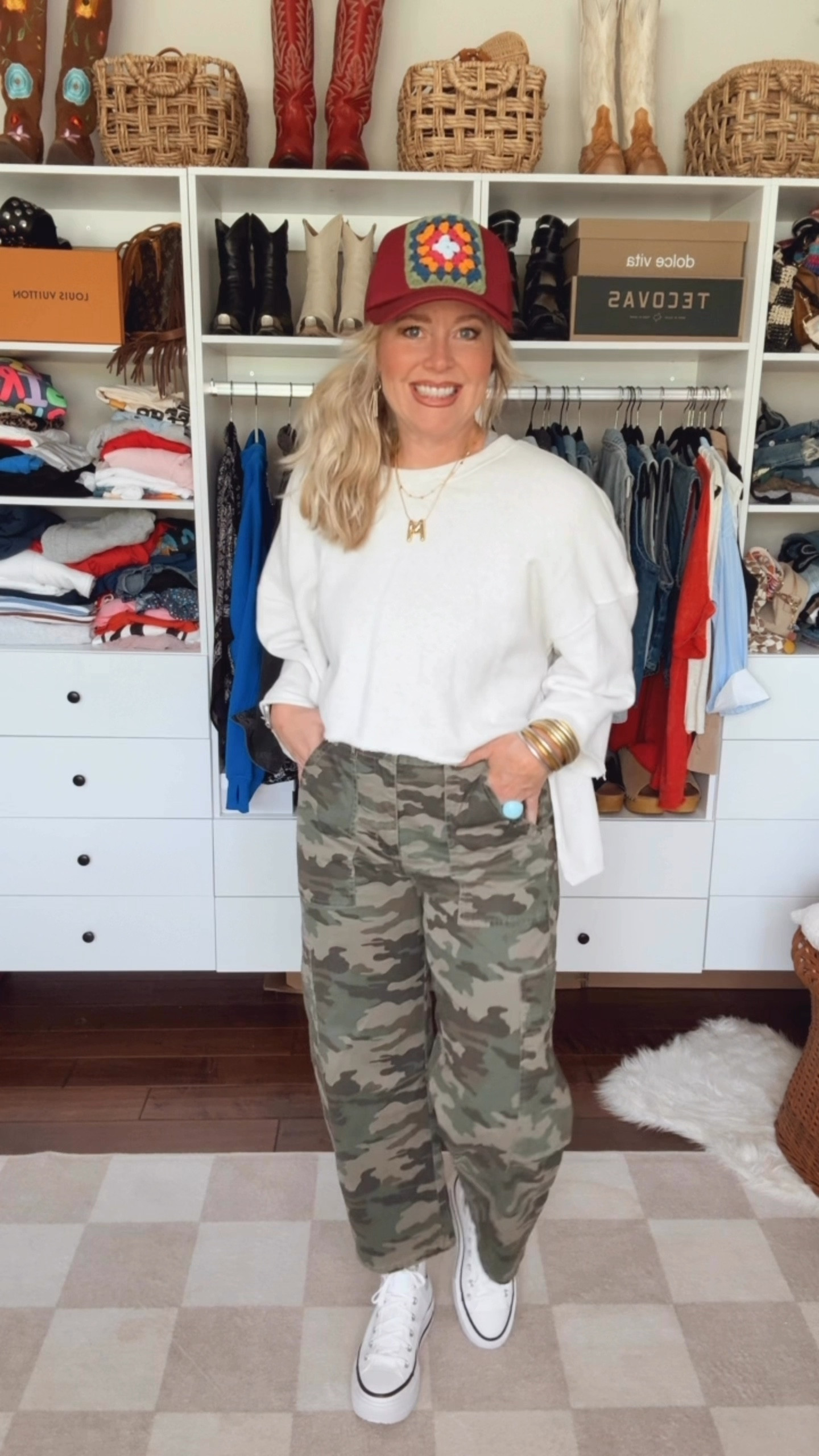 This is the best! I’m seriously obsessed with how this time turns out! Total props to @justclassicallycassidy 👏🏼✂️
Sweatshirt - old and wild fable (it is an oversized fit ) 
Camo pants - run true to size 
Converse - I size down 


#LTKStyleTip #LTKShoeCrush #LTKOver40