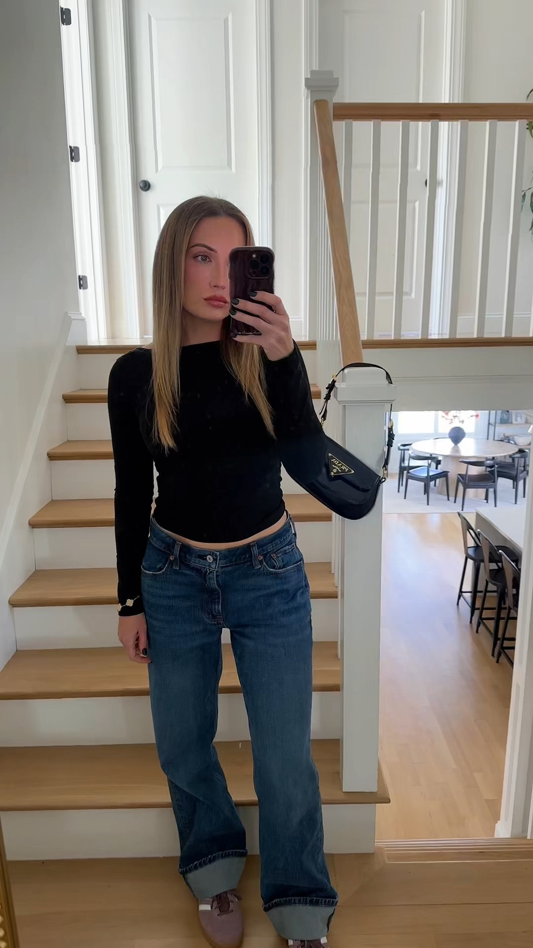 Outfit details: Abercrombie jeans, Madewell shirt, ADIDAS sambas 