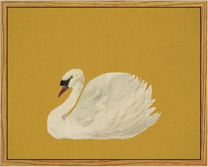 InSimSea Swan Framed Vintage Wall Art, Canvas Oil Print, Yellow Background, Bedroom Living Room B... | Amazon (US)