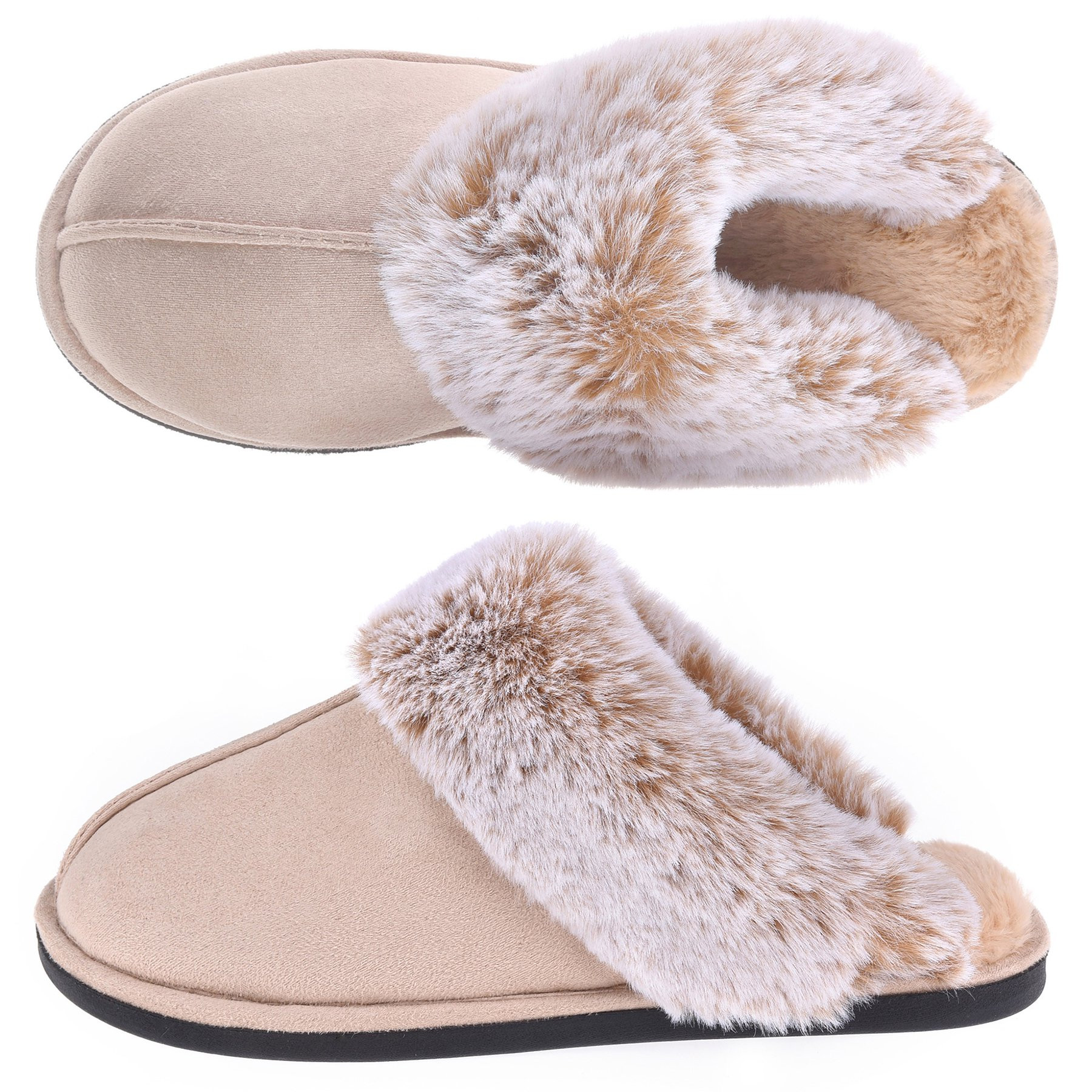 VONMAY Women's Scuff Slippers Fuzzy Indoor Outdoor House Shoes | Walmart (US)