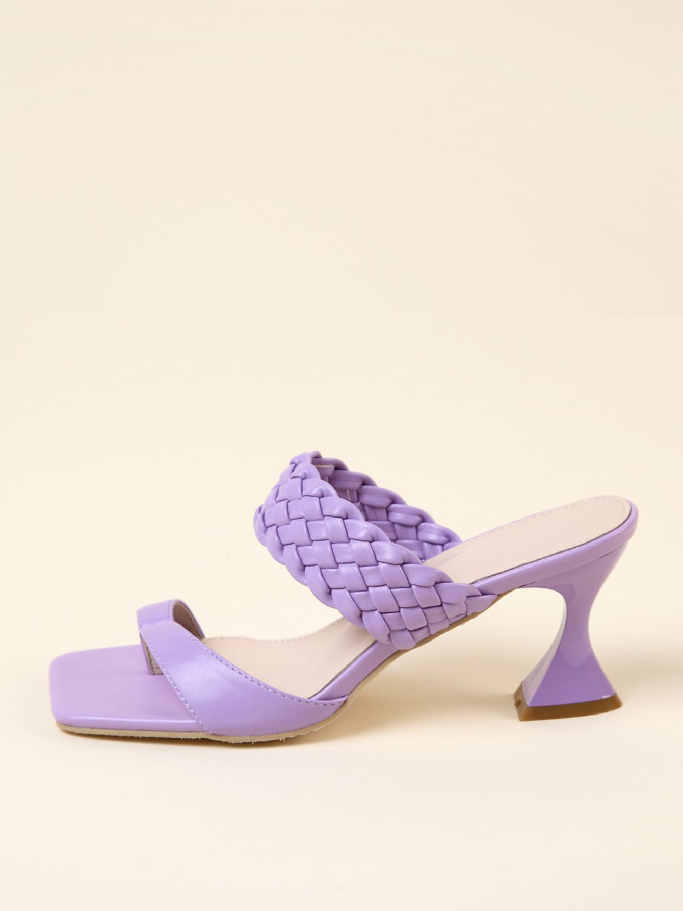 Toe Post Braided Detail Pyramid Heeled Mules | SHEIN