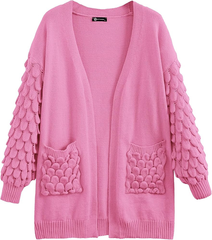 PRETTYGARDEN Women's Fall Open Front Cardigans Casual Long Sleeve V Neck Chunky Knit Sweater Coat... | Amazon (US)