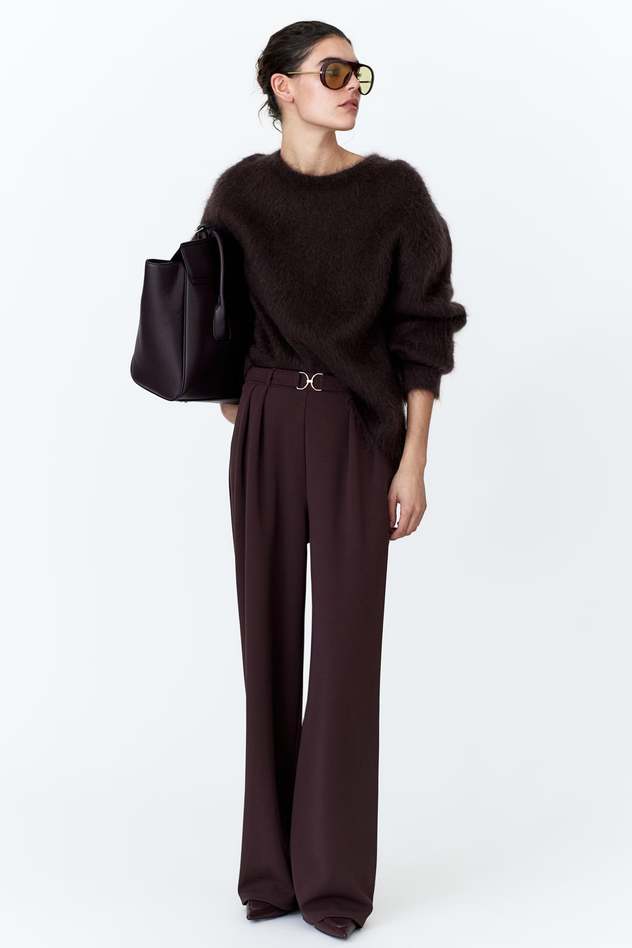 Buckle-detail Dress Pants - Burgundy - Ladies | H&M US | H&M (US + CA)