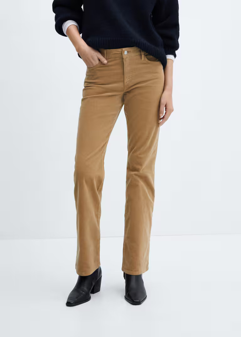 Mid-rise corduroy flared pants -  Women | Mango USA | MANGO (US)