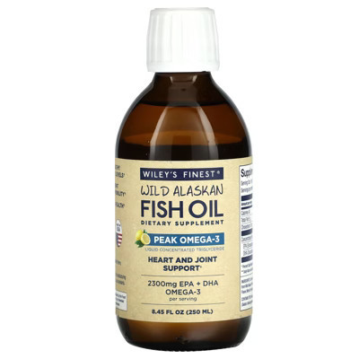 Wiley's Finest Wild Alaskan Fish Oil, Peak Omega-3, Natural Lemon, 8.45 fl oz (250 ml) | Target