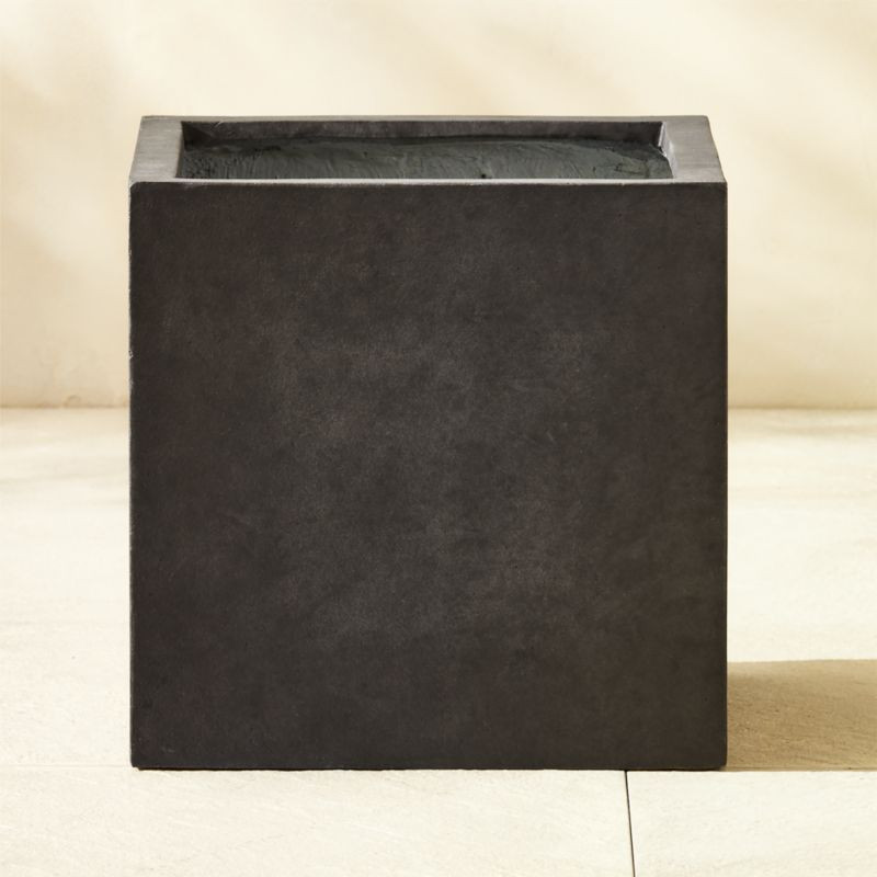 Ash Square Dark Grey Cement Indoor/Outdoor Planter Small + Reviews | CB2 | CB2