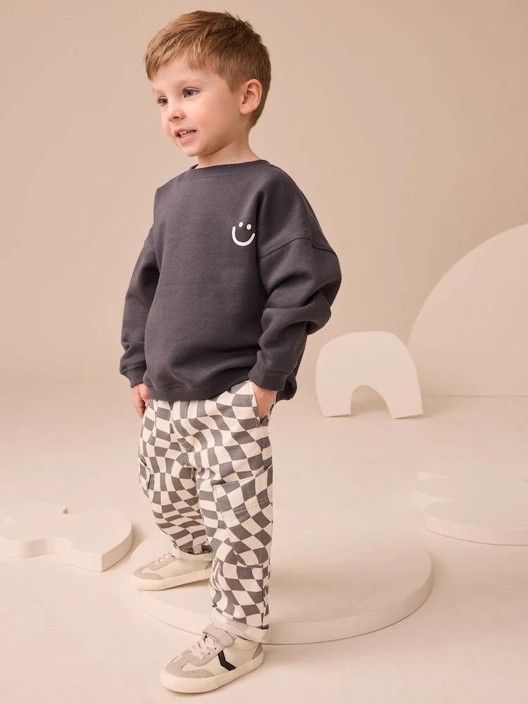 Charcoal Checkerboard Long Sleeve T-Shirt & Trousers Set (3mths-7yrs) | Next US