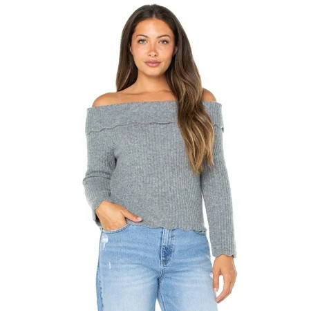 Celebrity Pink Women s Off Shoulder Scalloped Edge Sweater Sizes XS-XXXL | Walmart (US)