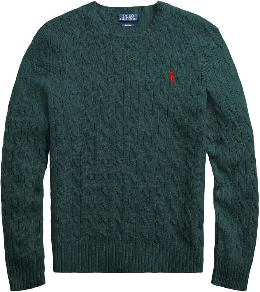 POLO RALPH LAUREN Men's Pony Cable Knit Crewneck Sweater (CollegeGreen - XXL) | Amazon (US)