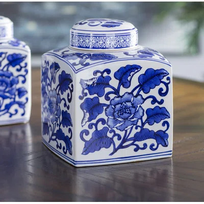 Timko Blue Ceramic Jar Charlton Home® Size: Large | Wayfair North America