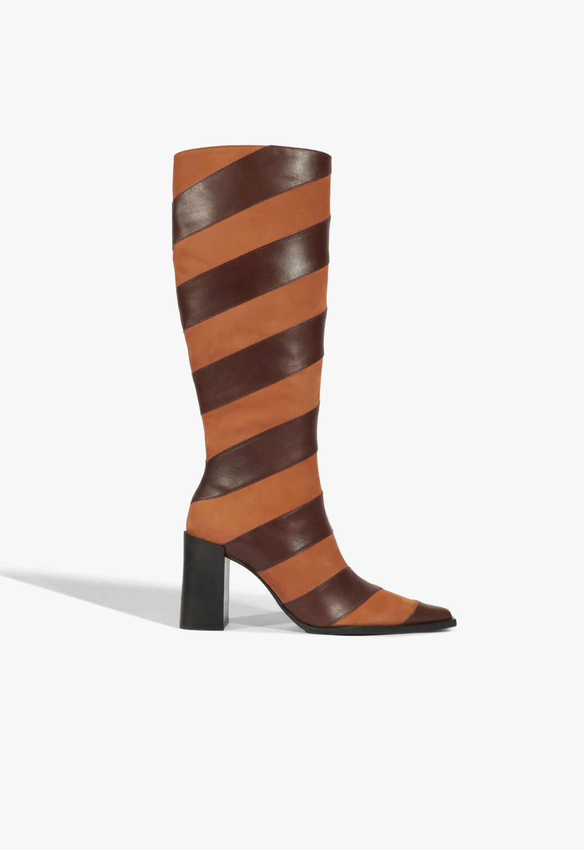 Brown Chevron Leather Boot Raffaela Up | SCHUTZ | Schutz (US)