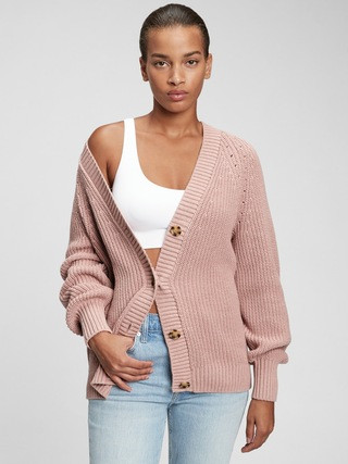 Boyfriend Shaker-Stitch Cotton Cardigan | Gap (US)