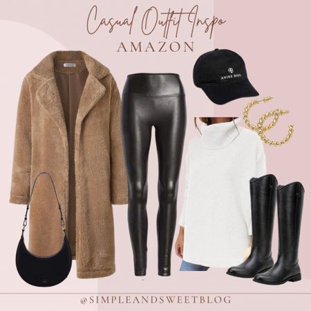 Amazon Casual Outfit Inspo- love this legging friendly sweater! Top it off with a teddy coat, trendy hat and some casual boots! 

#amazonfashion #founditonamazon

#LTKSeasonal #LTKfindsunder50 #LTKstyletip