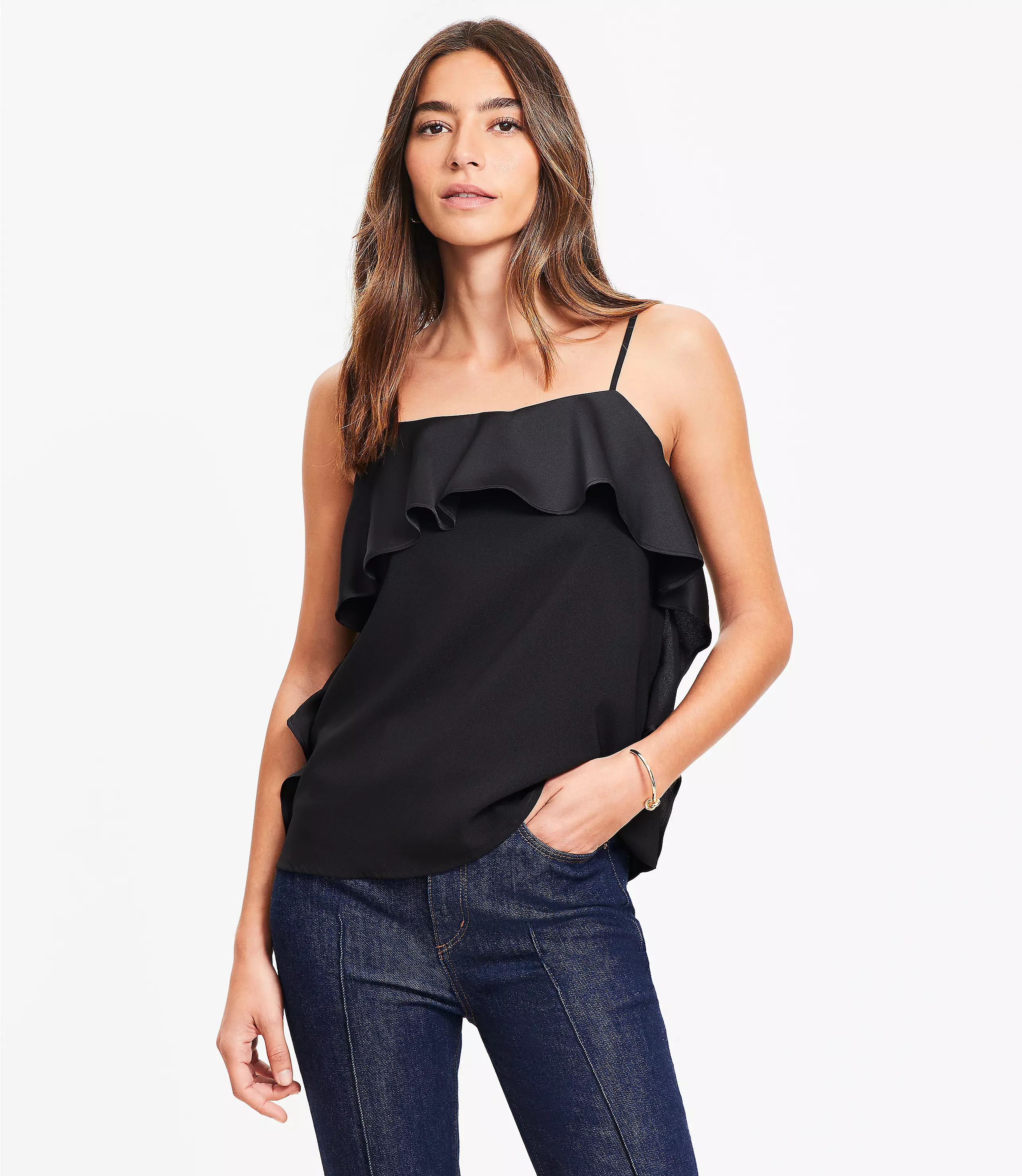 Ruffle Square Neck Cami | LOFT