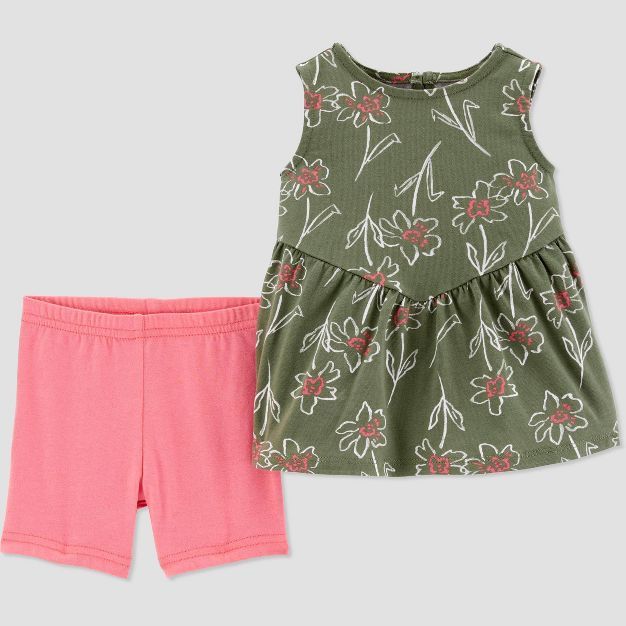 Baby Girls' Floral Top & Bottom Set - Just One You® made by carter's Olive | Target