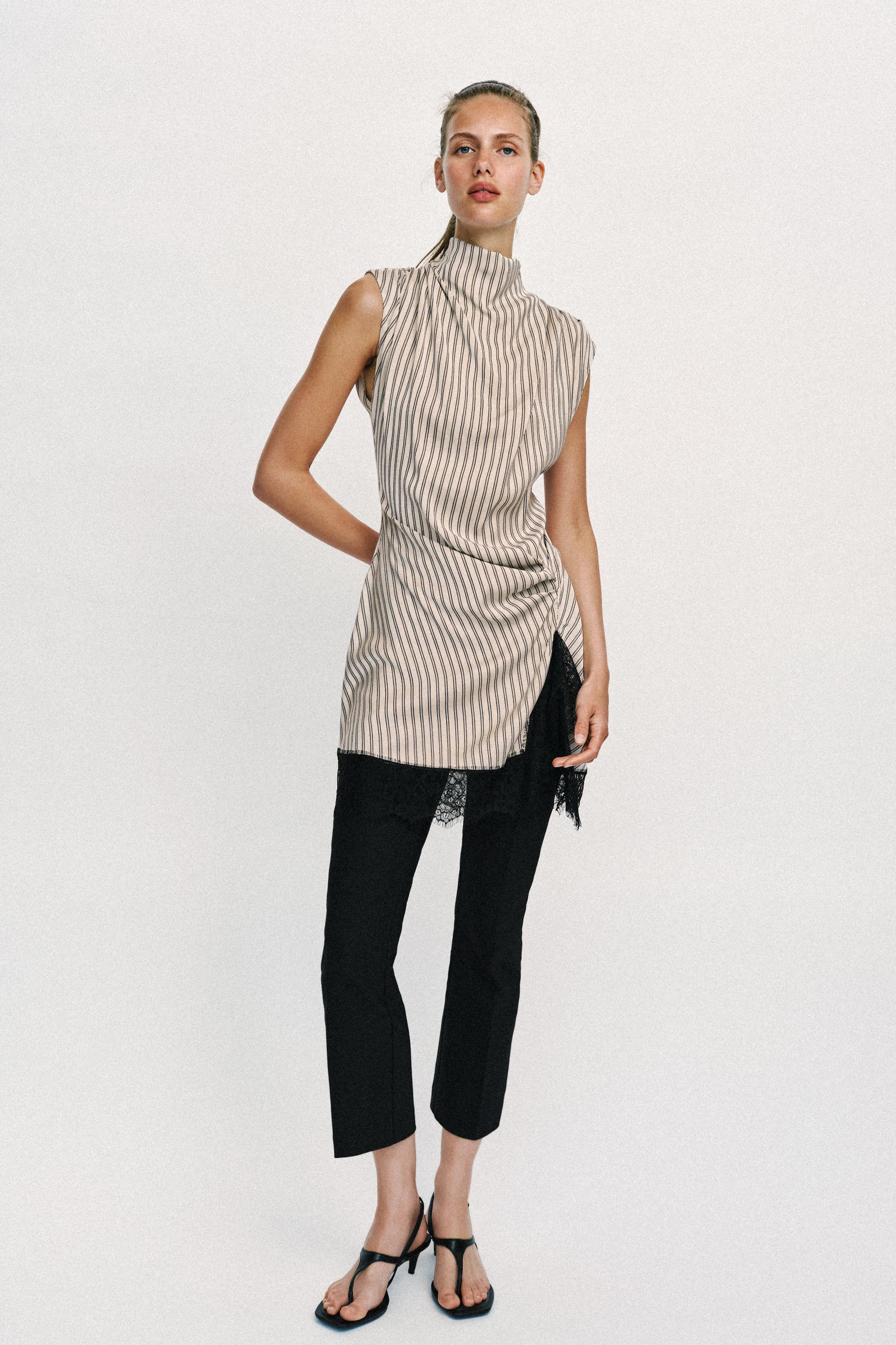 STRIPED LACE MINI DRESS | Zara US