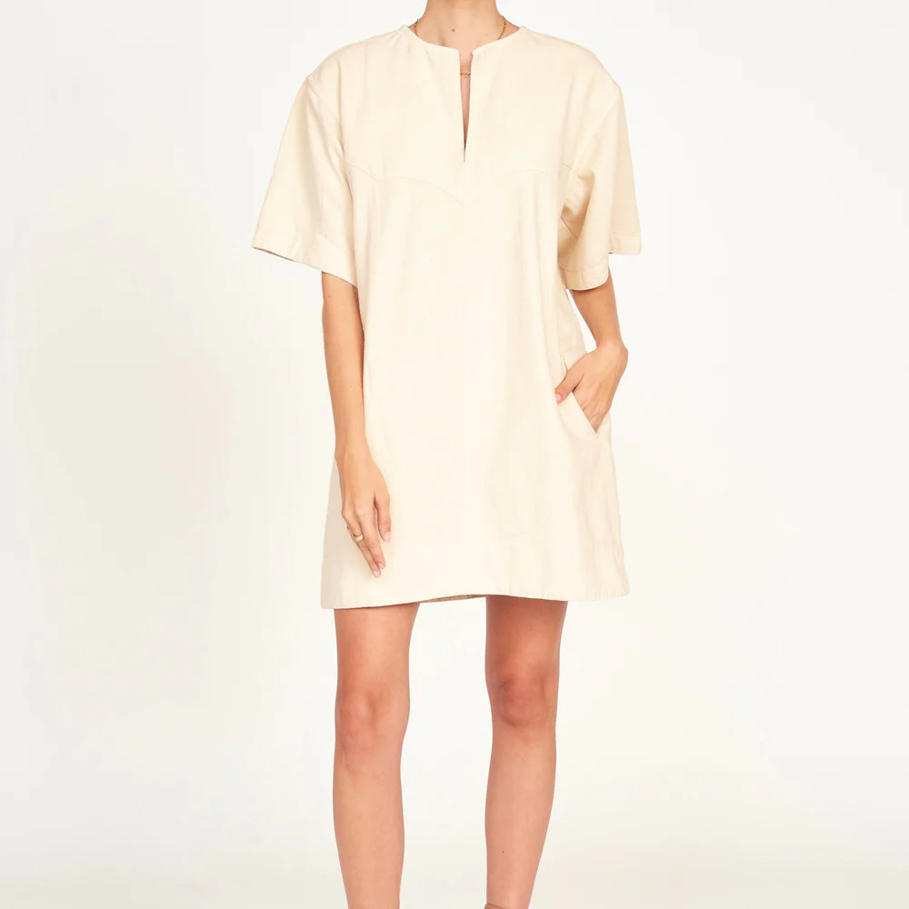 Dallas Dress in Cream Canvas | MIRTH