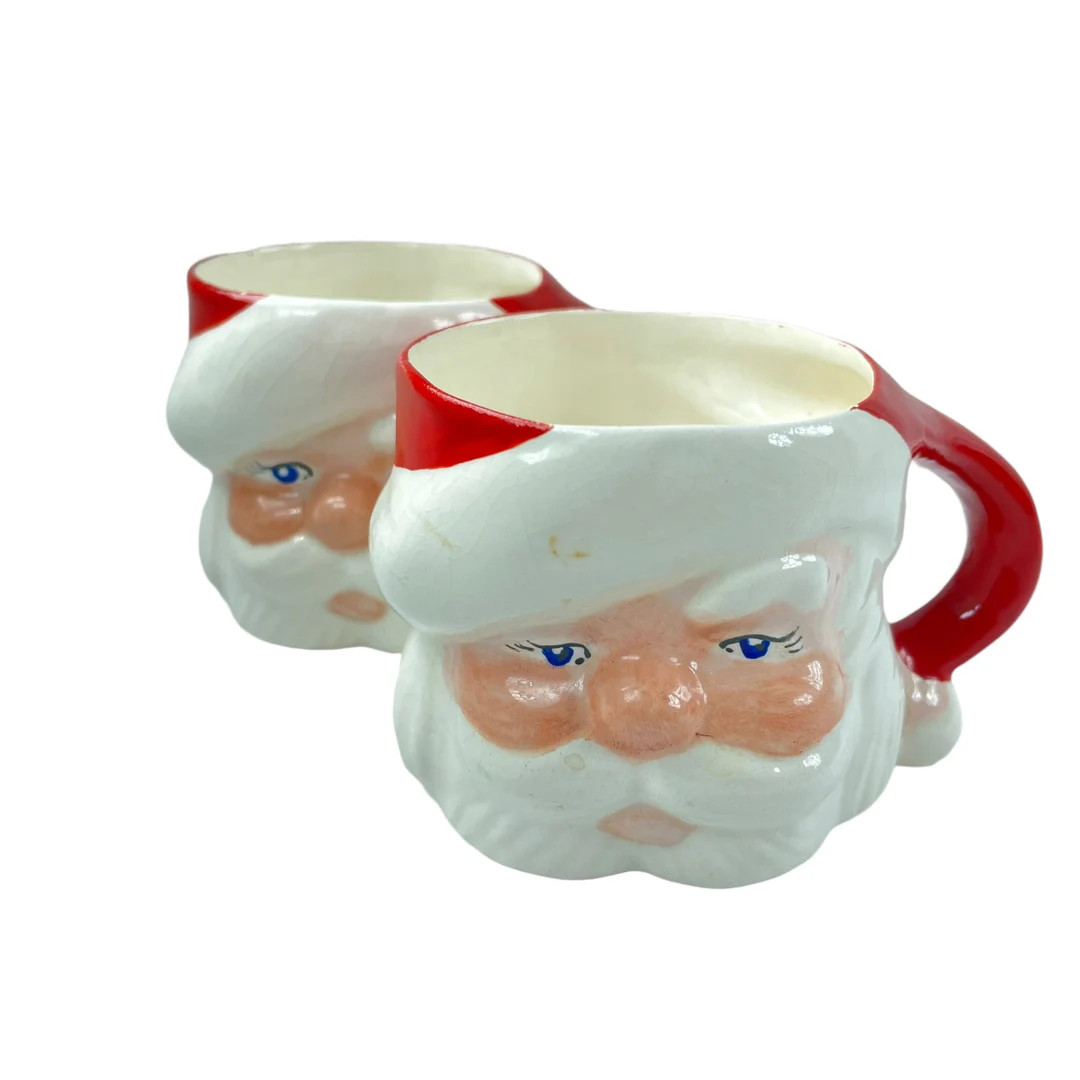 Santa Mugs, Set of 2, Vintage 2.5" Tall - Etsy | Etsy (US)