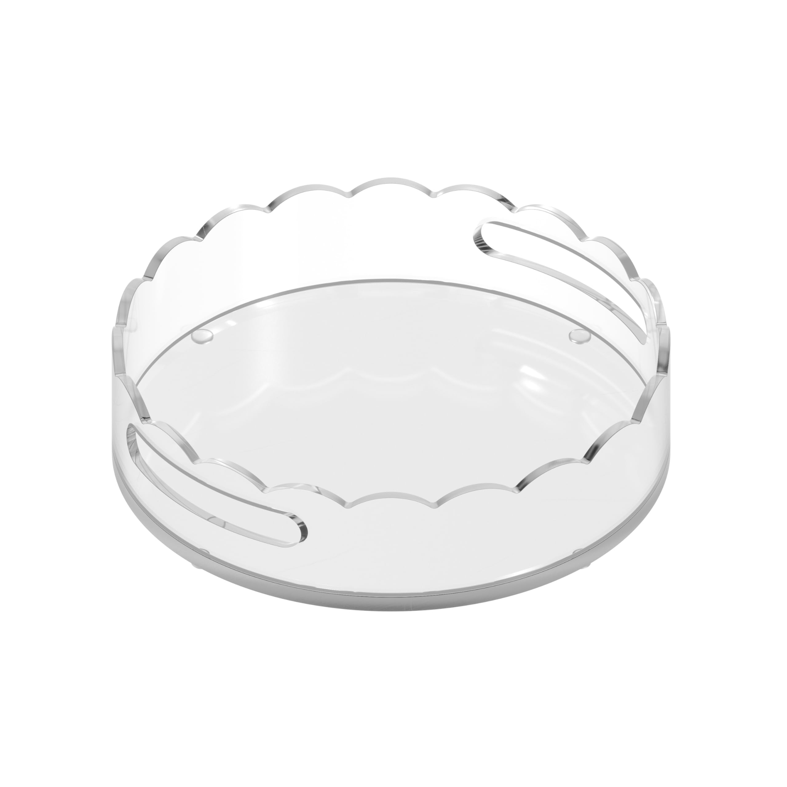 10″ Scalloped Round Acrylic Tray with Handles – Clear Decorative Serving Tray, Modern Vanity ... | Amazon (US)
