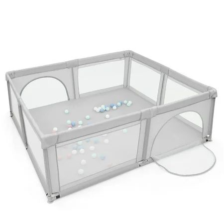 Costway Baby Playpen Infant Large Safety Play Center Yard w/ 50 Ocean Balls Grey\Colorful\Blue | Walmart (US)