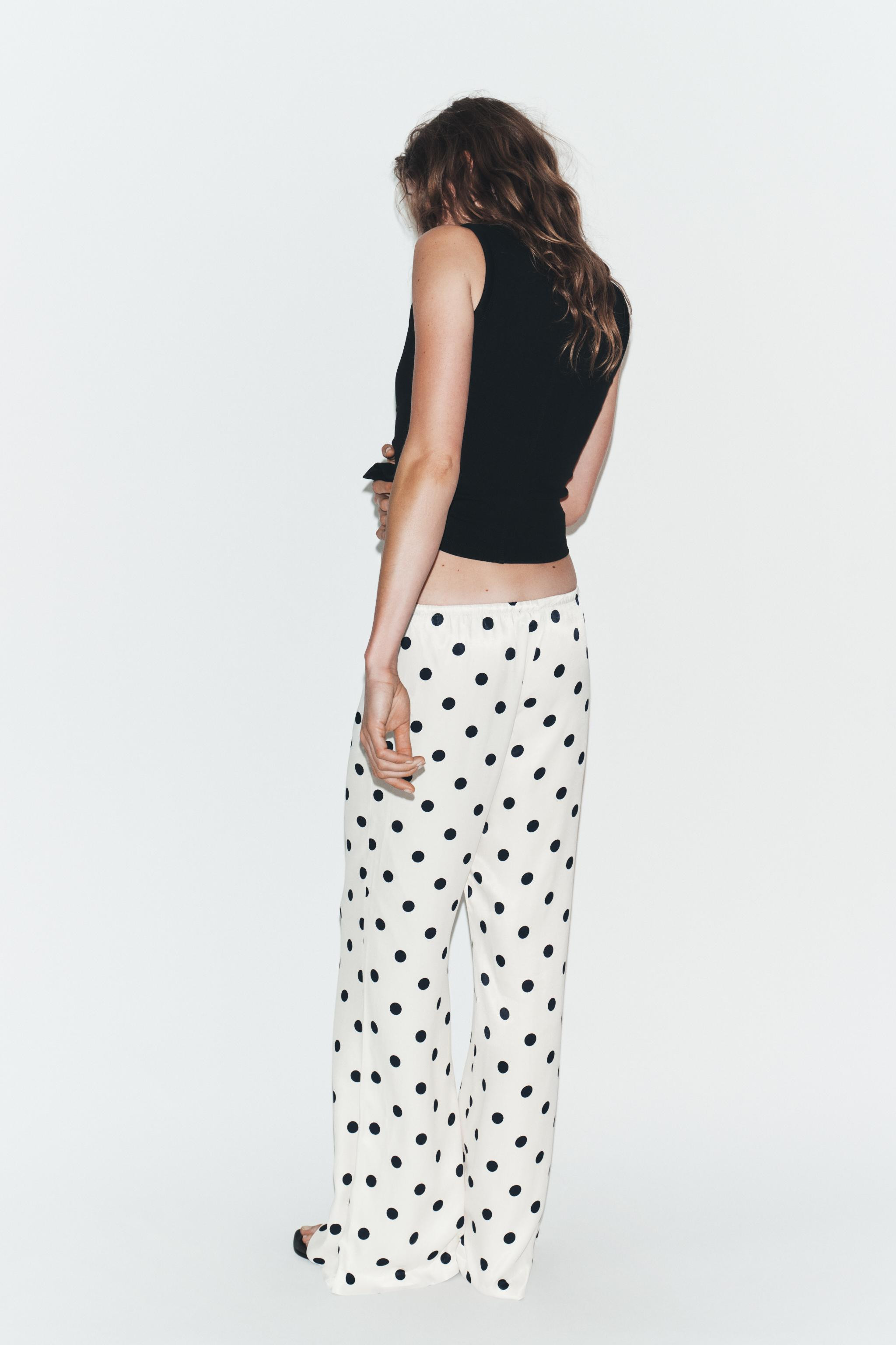 POLKA DOT SATIN EFFECT DRAWSTRING PANTS | Zara US
