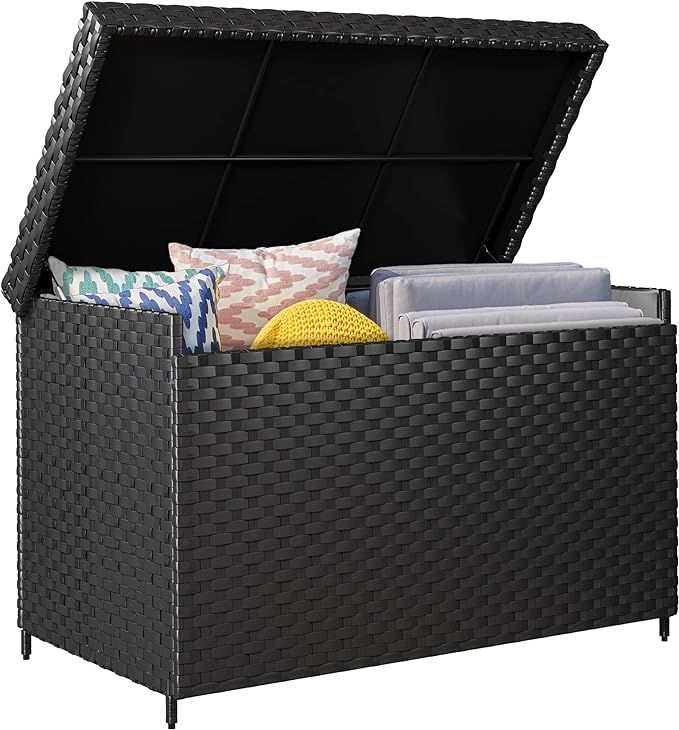 YITAHOME 230 Gallon Wicker Deck Box, XXL All-Weather Outdoor Storage Box, Rattan Storage Bin for ... | Amazon (US)