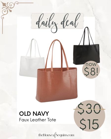 Old Navy faux leather tote AS LOW AS $8!