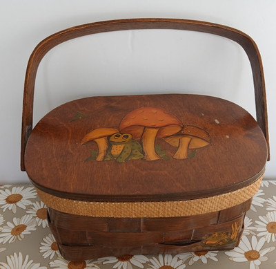 Vintage Mushroom Frog Hippie Lined Woven Wooden Box Purse | eBay | eBay US