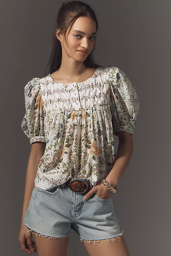 Puff-Sleeve Yoke Blouse | Anthropologie (US)