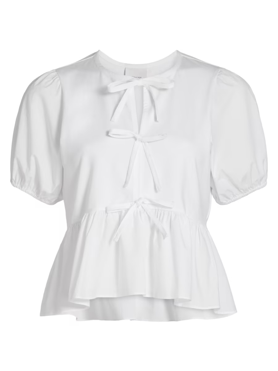 Mare Tie-Front Peplum Top | Saks Fifth Avenue