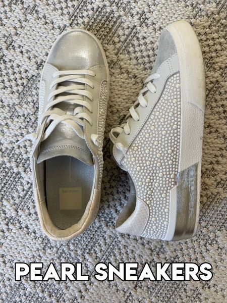 Pearl sneakers 😍⭐️ adorable for bride to be or for Taylor swift concert. So cute & girly. Very comfy! TTS & prime. 

Bridal shoes bride sneakers pearl shoes dolce vita sneakers amazon sneakers Nashville bachelorette party bride outfit silver sneakers shoes sparkle sneakers Zina dolce vita 

#LTKFind #LTKwedding #LTKshoecrush