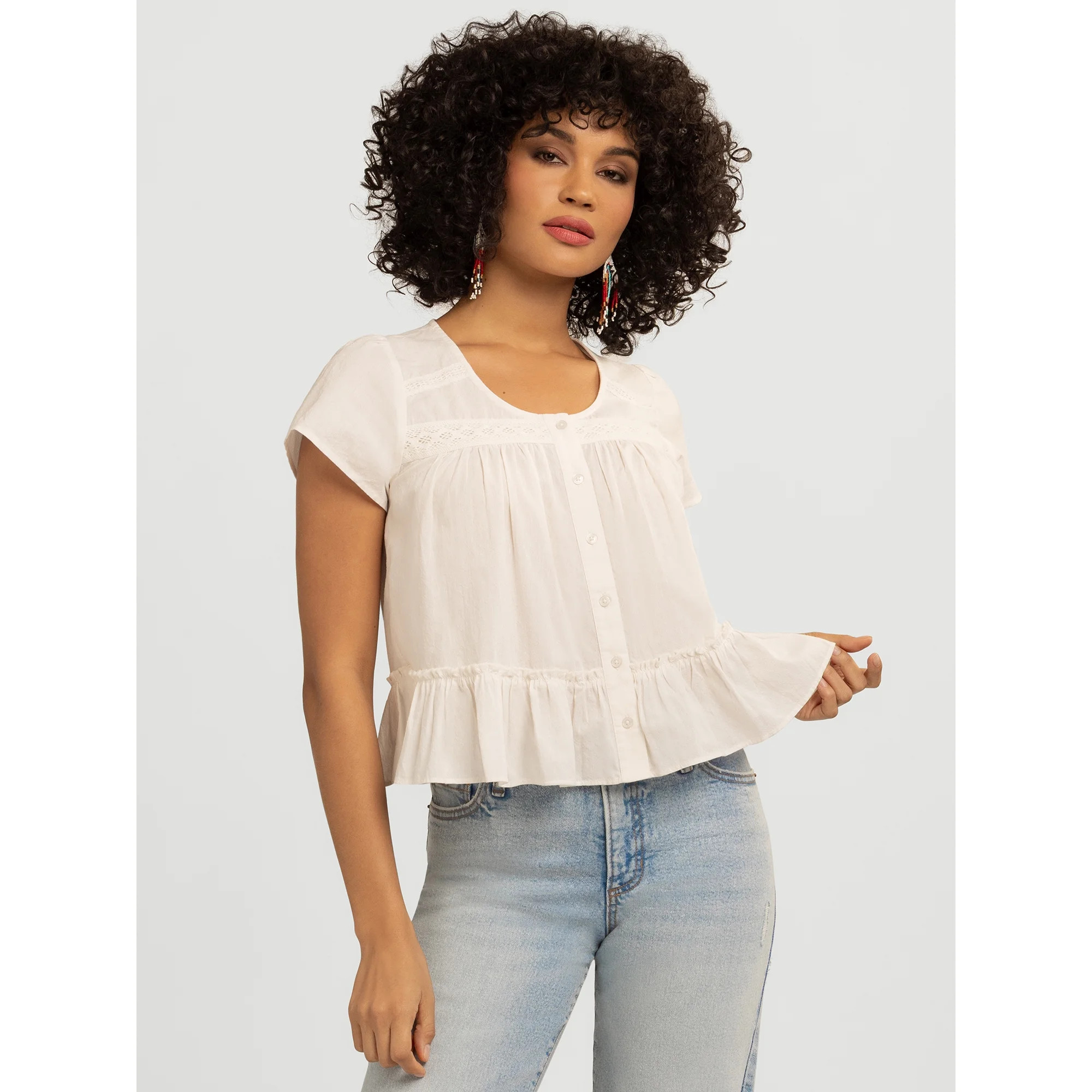 Jessica Simpson Women's Kamiya Cotton Peplum Hem Blouse, Sizes XS-XL | Walmart (US)