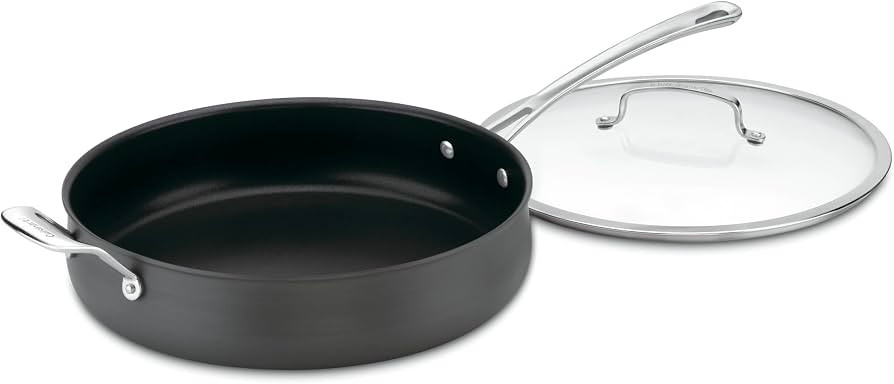 Cuisinart Contour Hard Anodized 5 Quart Saut\u00e9 Pan w/Helper Handle & Cover | Amazon (US)