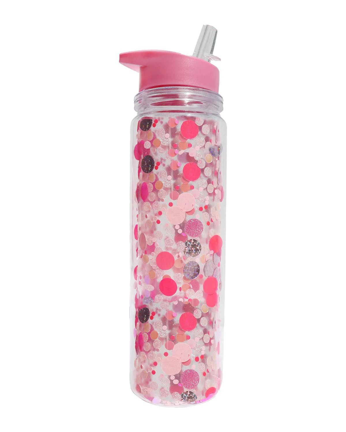 Pink Party Confetti Water Bottle with Straw | Packed Party