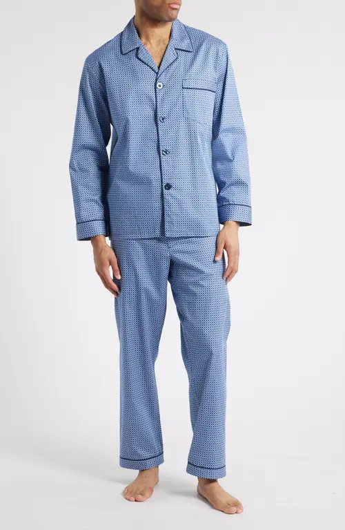 Majestic International Cotton Sateen Pajamas in Navy/Blue at Nordstrom, Size Small | Nordstrom