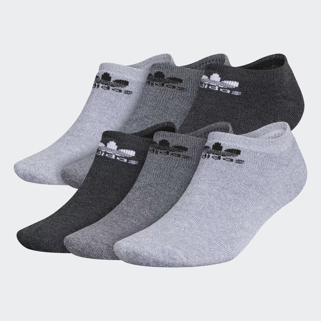 adidas Trefoil No-Show Socks 6 Pairs Medium Grey L | adidas (US)