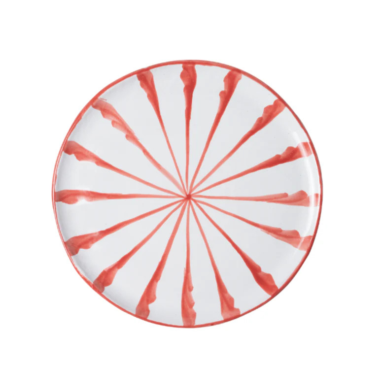 Casa Coral Dinner Plate with Candy Cane Stripes | Over The Moon