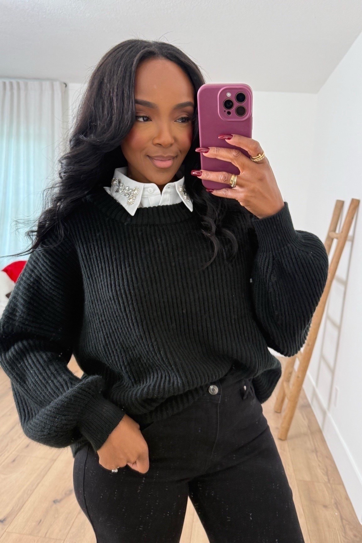 Layering hack you didn’t know you needed 🤍

This elevated black sweater look is actually two separate pieces — the jeweled pearl collar is NOT attached. It instantly transforms a basic knit into a polished, rich-auntie inspired outfit without buying a whole new top.

This is the kind of piece you can style multiple ways, which means the cost per wear drops fast. Wear the collar under sweaters, blazers, dresses, or even button-downs for a completely different vibe. Long-term shopping strategy at its finest.

Perfect for:
• Work meetings
• Holiday brunch
• Church
• Teacher outfits
• Elevated everyday errands

📏 Sizing:
Wearing size Small in the sweater  
Collar is one size  

For reference: 5’4”, 138 lbs, 34D bust, 27” waist, 40” hips  

This look gives elevated basics, chic layering pieces, modest glam styling, fall capsule wardrobe energy, Amazon fashion finds, rich auntie aesthetic, polished everyday outfits.

Tap to get details and recreate the full look.

Follow me on Instagram and YouTube @kirasfashionfinds

#LTKootd #LTKSaleAlert #LTKgrwm