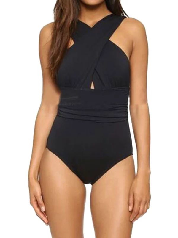 Starvnc Women Summer One Piece Chest Cross Solid Color Bodysuit Bathing Swimsuit | Walmart (US)