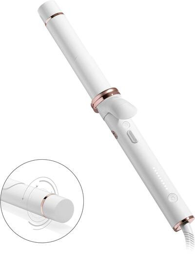 T3 - CurlWrap 1.25" Automatic Rotating Curling Iron with Long Barrel - White | Best Buy U.S.