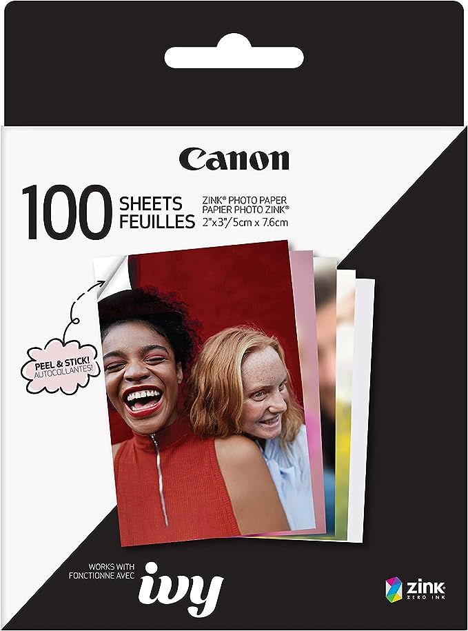 Canon ZINK™ Sticky Back Photo Paper Pack (100 Sheets), Compatible to Mini Printer, IVY CLIQ +2 ... | Amazon (US)