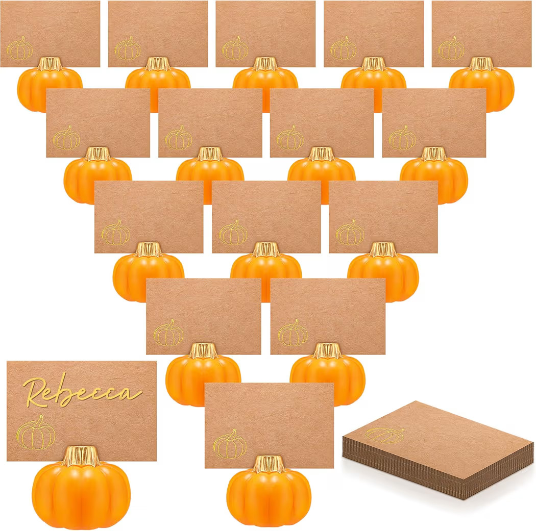 Yaomiao 16 Pcs Thanksgiving Table Decor Pumpkin Place Card Holders Mini Name Number Holders for T... | Amazon (US)